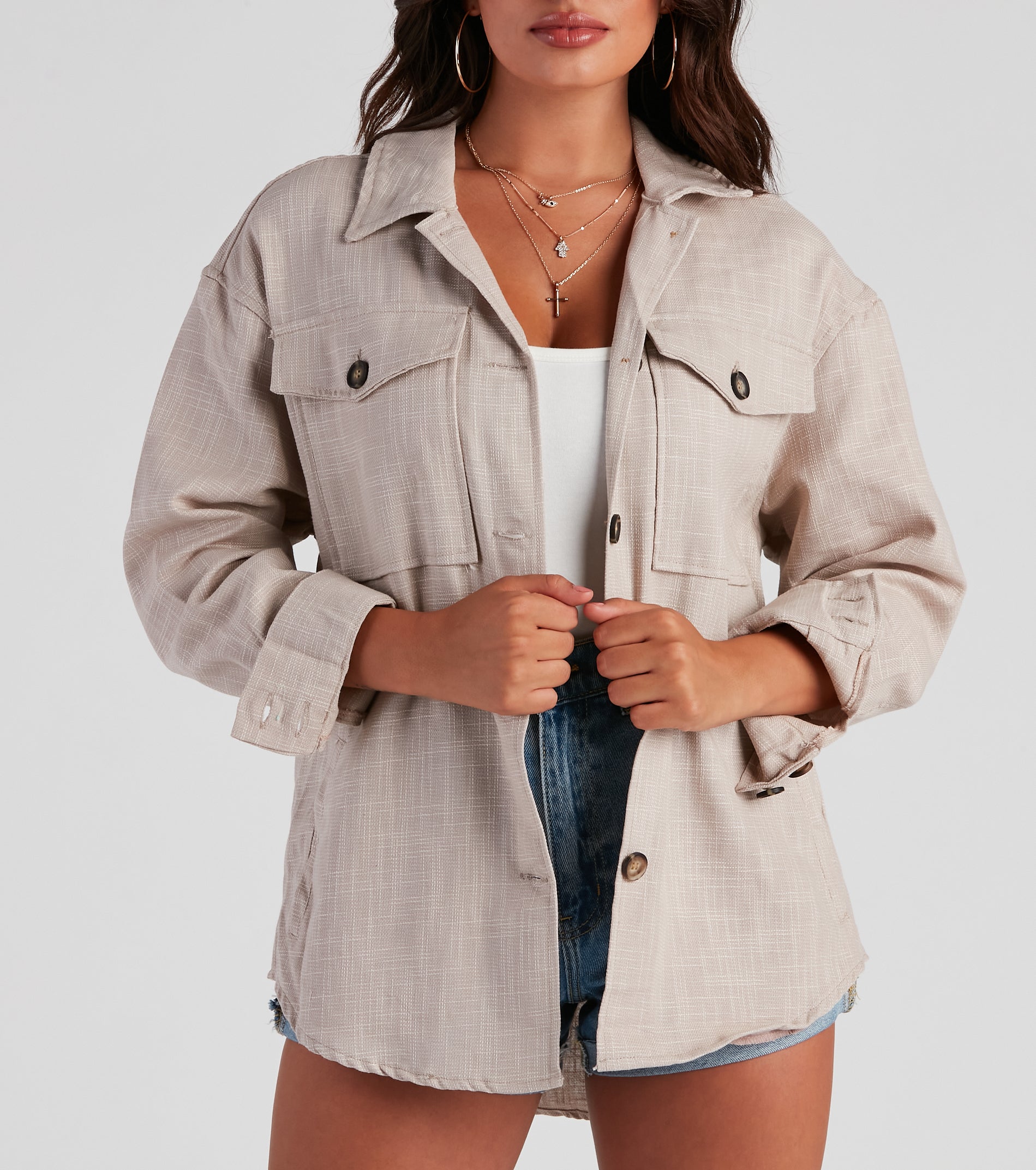 Cool Layers Woven Oversized Shacket - Image 4