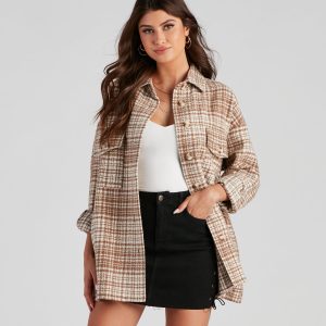 Off The Grid Plaid Woven Shacket