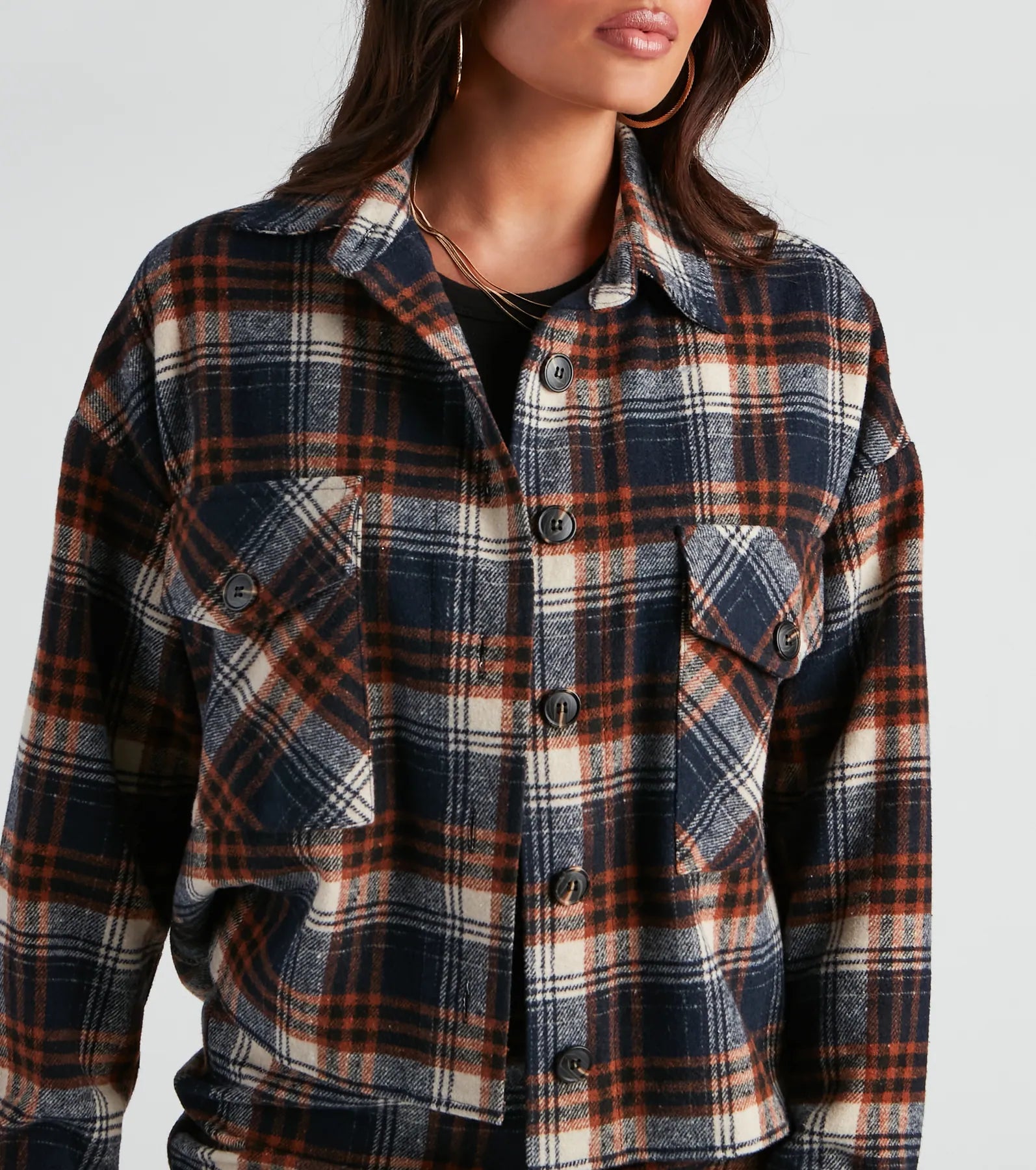 Hometown Girl Plaid Crop Shacket - Image 4