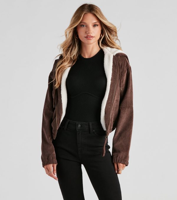 Corduroy Cutie Cropped Sherpa Jacket - Image 9