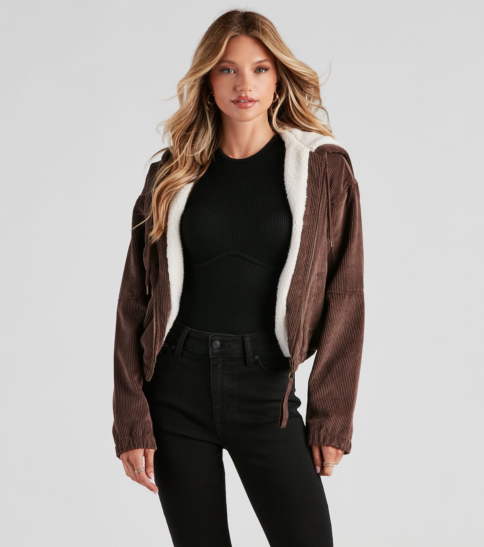 Corduroy Cutie Cropped Sherpa Jacket - Image 9