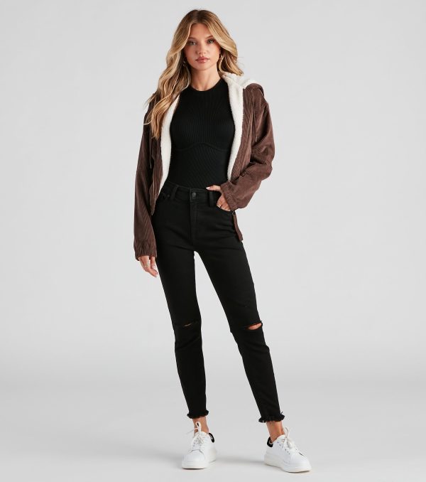 Corduroy Cutie Cropped Sherpa Jacket - Image 11