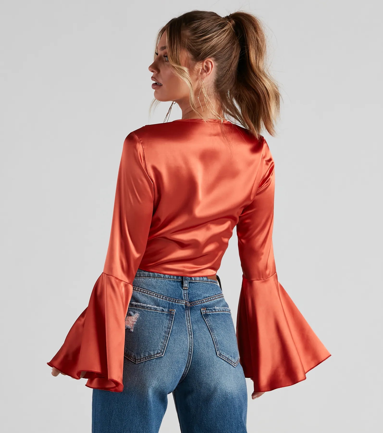 Speechless Satin Tie-Front Top - Image 2