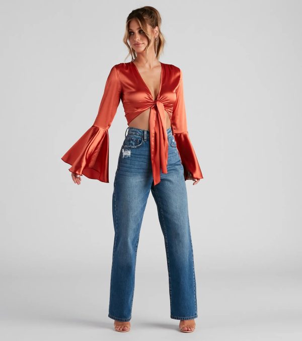 Speechless Satin Tie-Front Top - Image 3