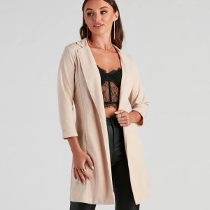Boss Moves Crepe Long Line Blazer