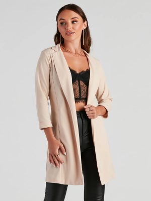 Boss Moves Crepe Long Line Blazer