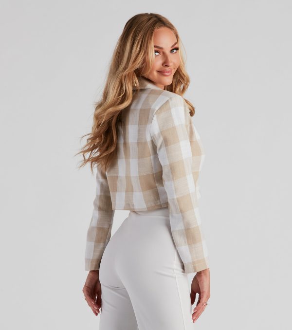 Girl On The Run Plaid Crop Blazer - Image 3