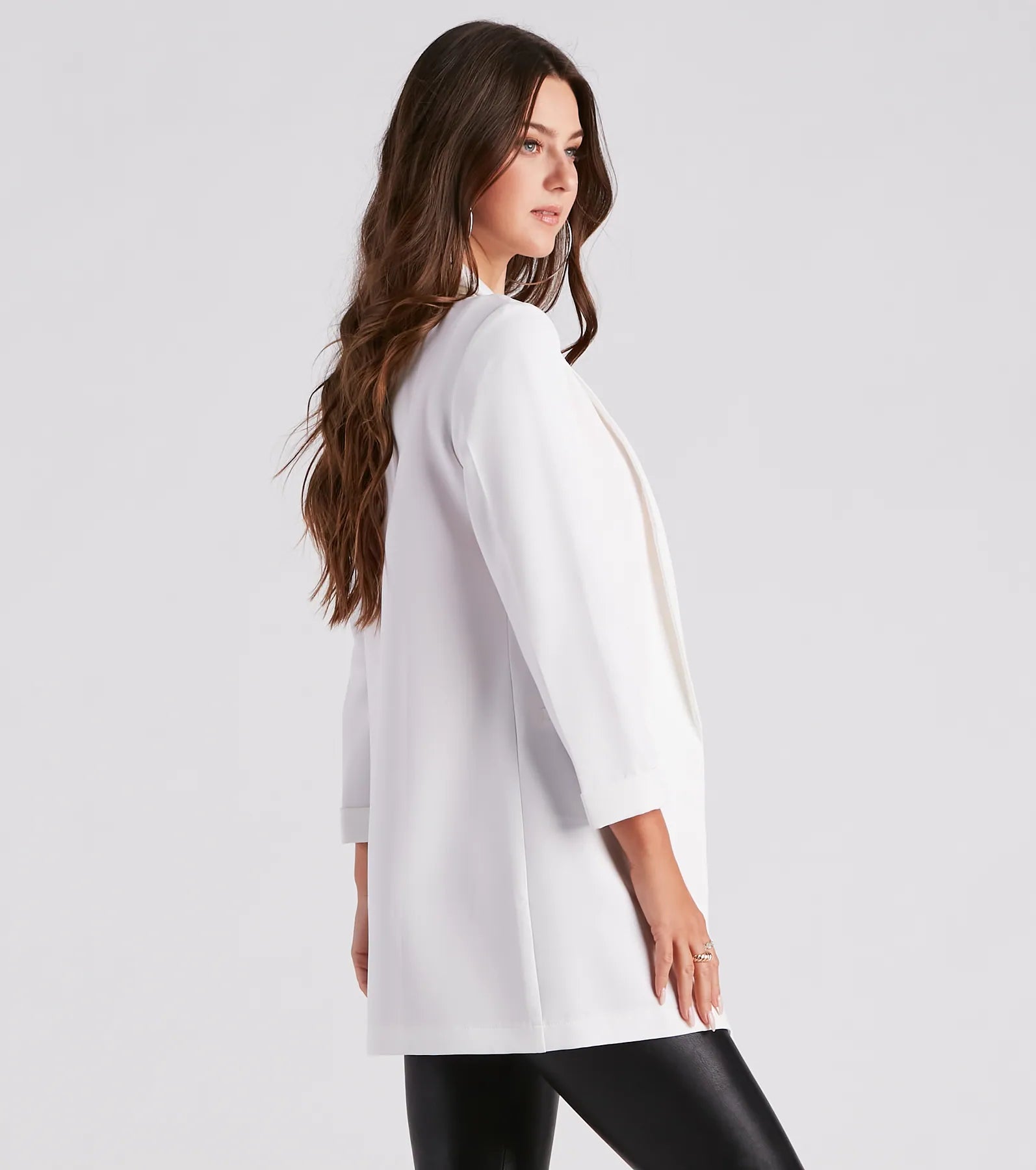 Biz Call 3/4 Sleeve Boyfriend Blazer - Image 2