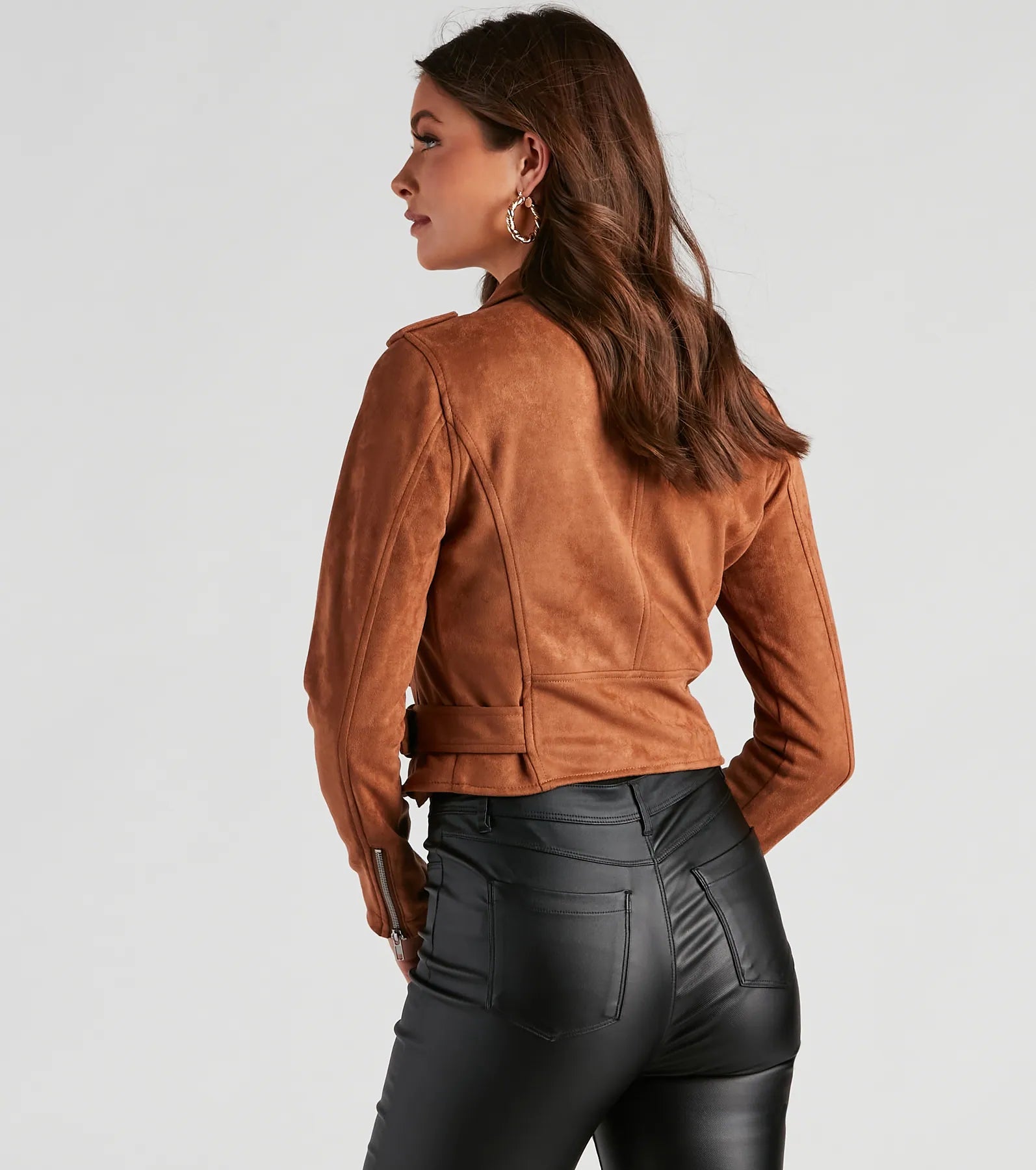 Stylishly Cinched Belted Moto Jacket - Image 2