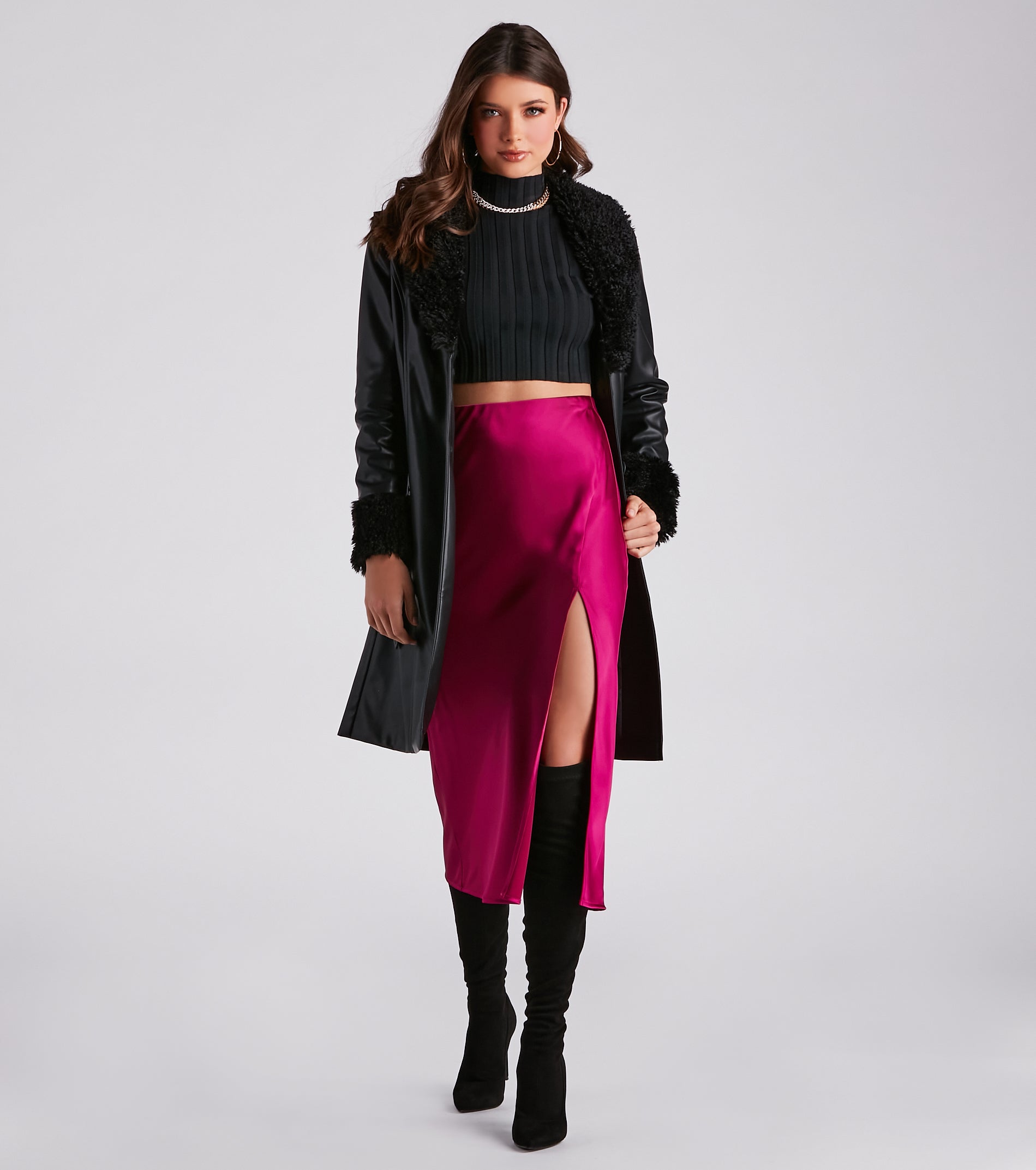 Layered In Luxe Faux Leather Trench Coat - Image 4