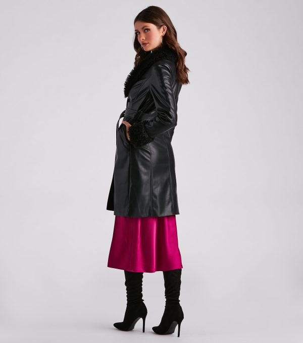 Layered In Luxe Faux Leather Trench Coat - Image 2