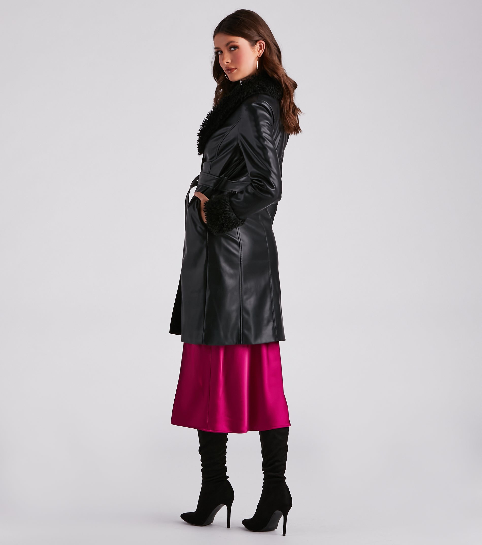 Layered In Luxe Faux Leather Trench Coat - Image 2