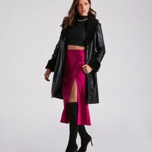 Layered In Luxe Faux Leather Trench Coat