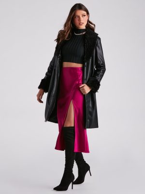 Layered In Luxe Faux Leather Trench Coat