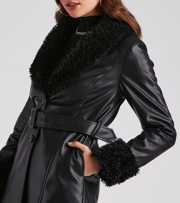 Layered In Luxe Faux Leather Trench Coat - Image 3