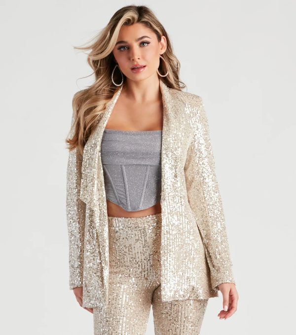Showtime Chic Sequin Long Blazer - Image 5
