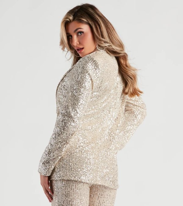Showtime Chic Sequin Long Blazer - Image 6