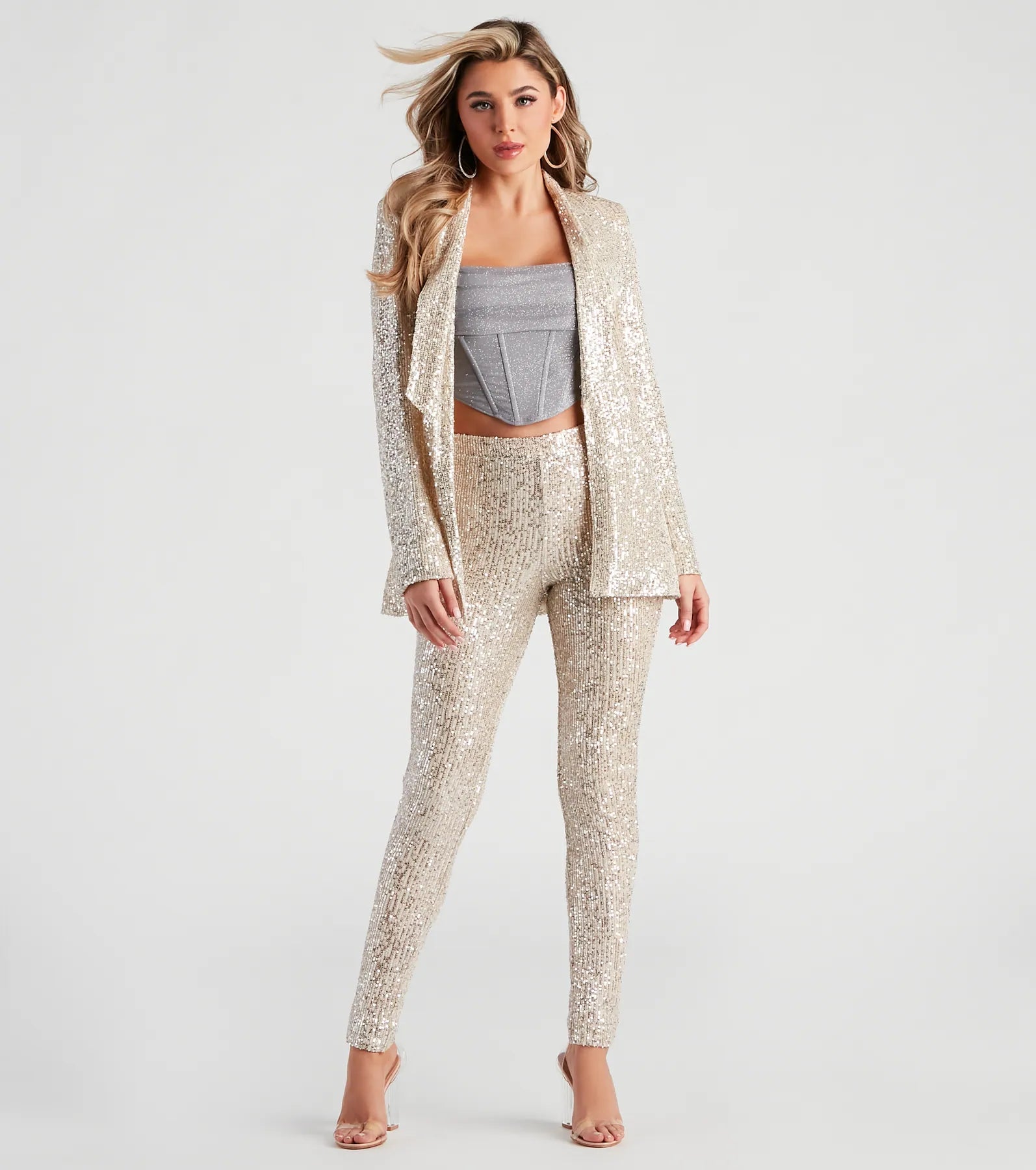 Showtime Chic Sequin Long Blazer - Image 7
