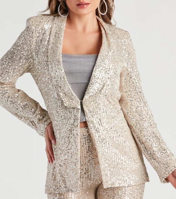 Showtime Chic Sequin Long Blazer - Image 8