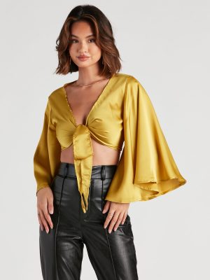 Sweet Secret Satin Kimono Sleeve Top