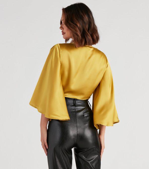 Sweet Secret Satin Kimono Sleeve Top - Image 2