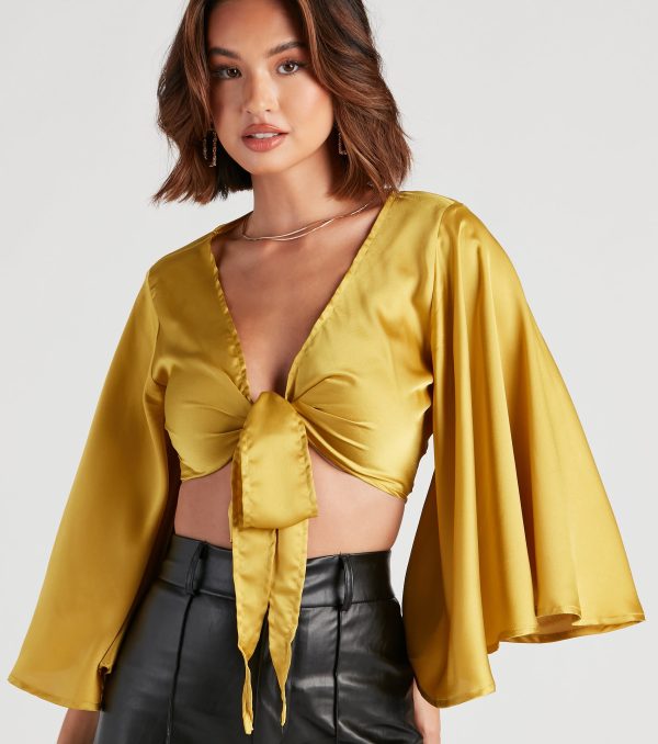Sweet Secret Satin Kimono Sleeve Top - Image 4