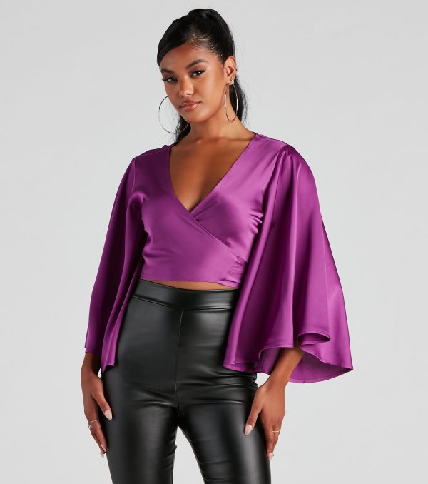 Sweet Secret Satin Kimono Sleeve Top - Image 7