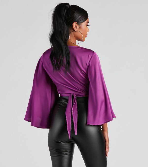 Sweet Secret Satin Kimono Sleeve Top - Image 6