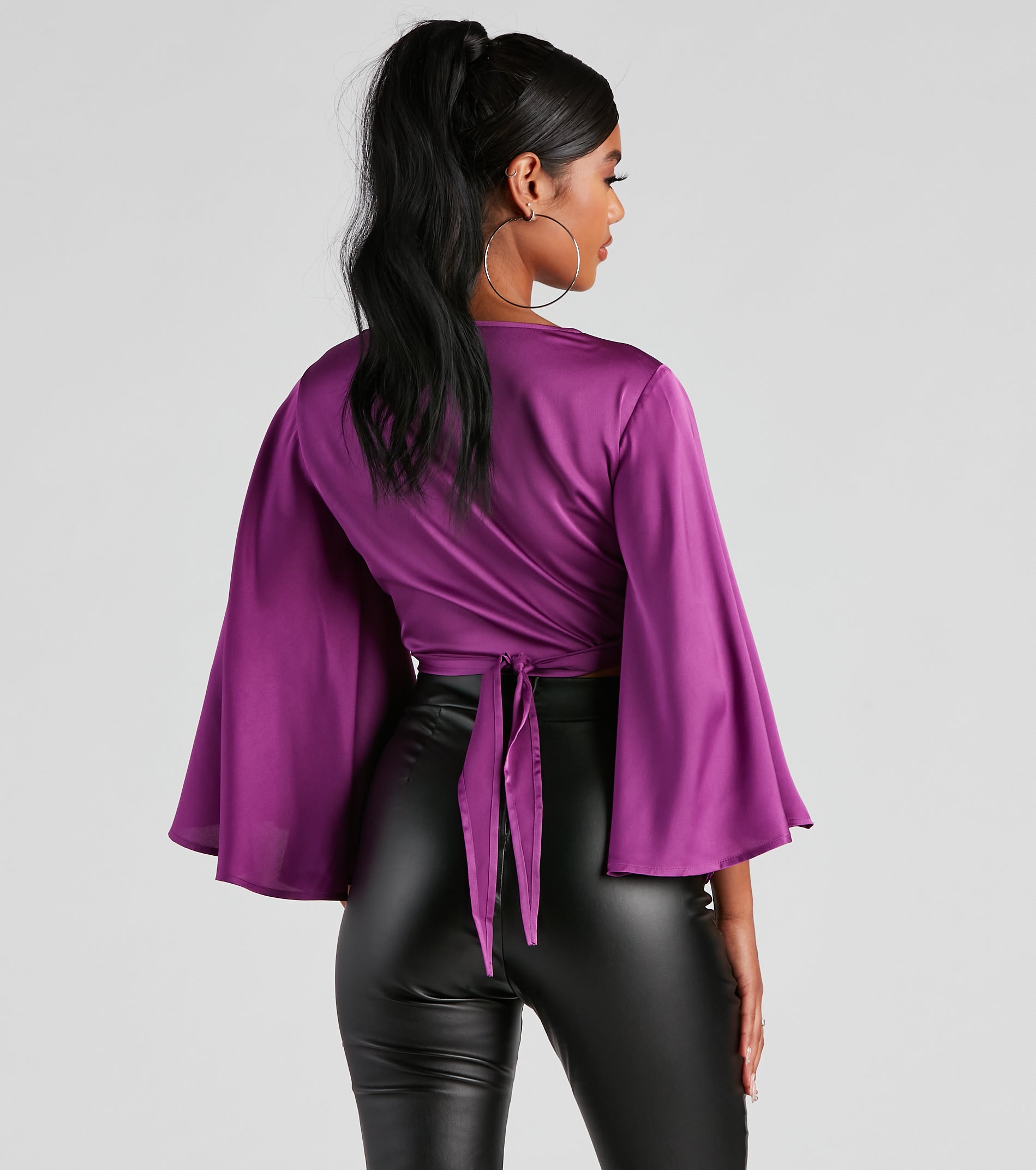 Sweet Secret Satin Kimono Sleeve Top - Image 6