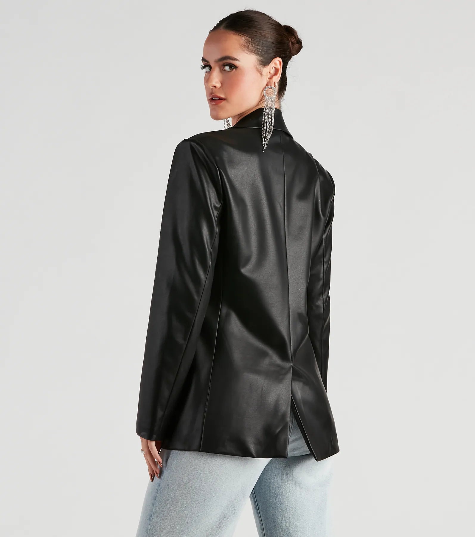 Keep It Trendy Oversized Faux Leather Blazer - Image 6