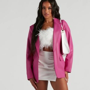 Keep It Trendy Oversized Faux Leather Blazer