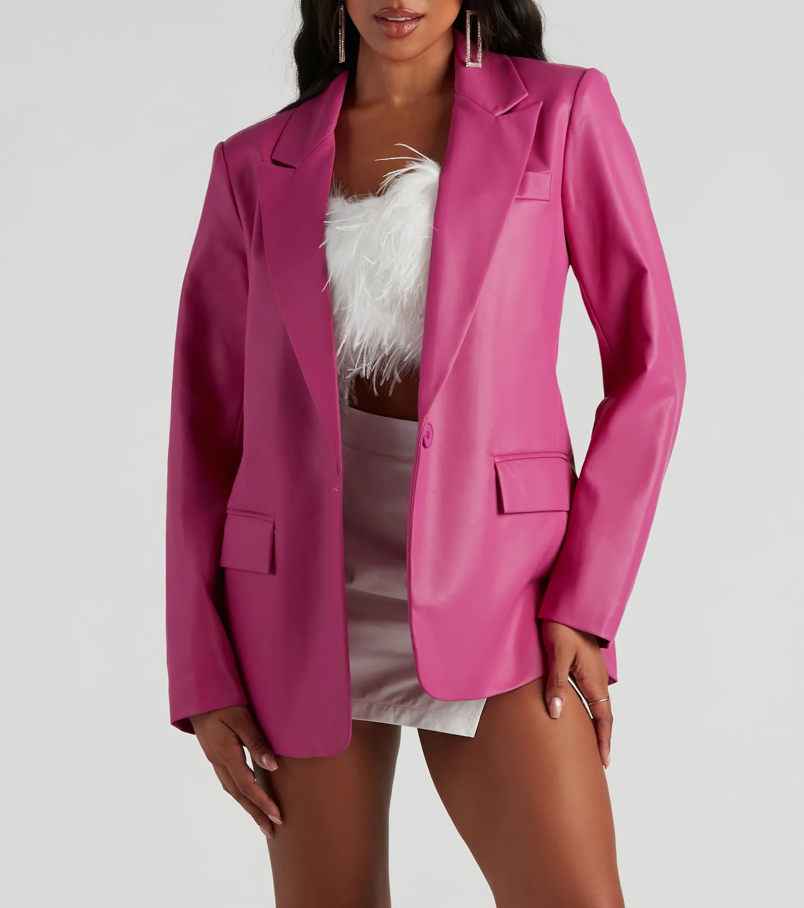 Keep It Trendy Oversized Faux Leather Blazer - Image 4