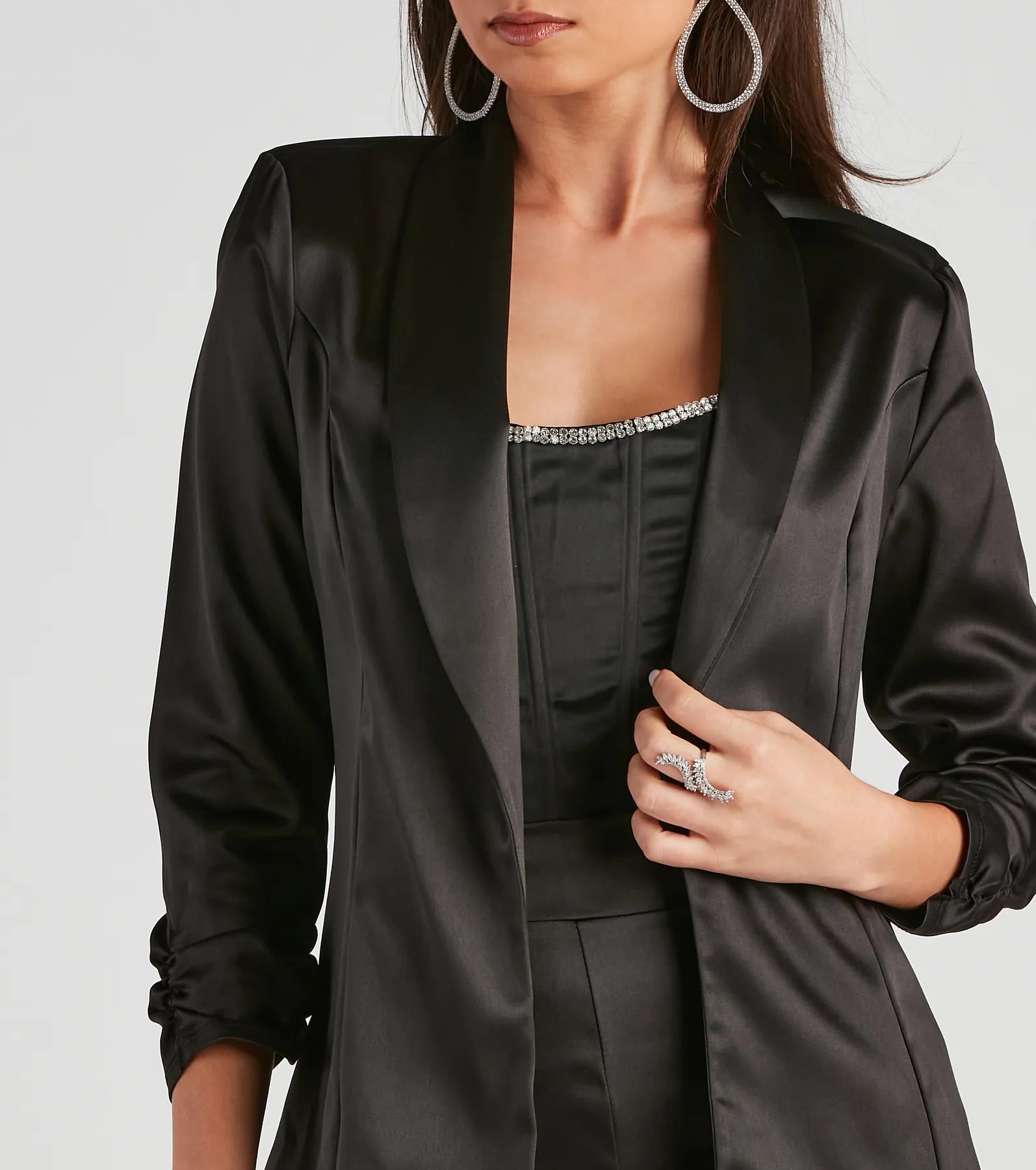Sleek Sophistication Satin Blazer - Image 16