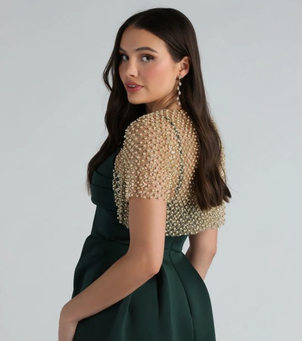 Layer On Glamour Faux Pearl Glitter Bolero - Image 2