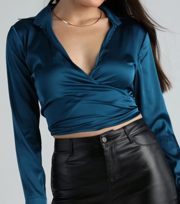 So Sleek Satin Tie-Front Blouse - Image 70