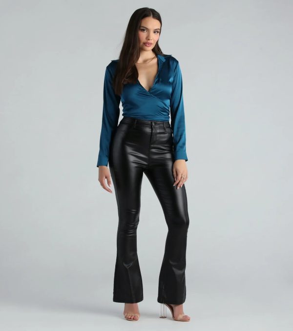 So Sleek Satin Tie-Front Blouse - Image 71