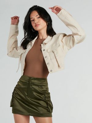 Trendy Nature Cargo Woven Crop Jacket