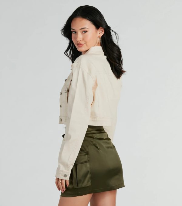 Trendy Nature Cargo Woven Crop Jacket - Image 2