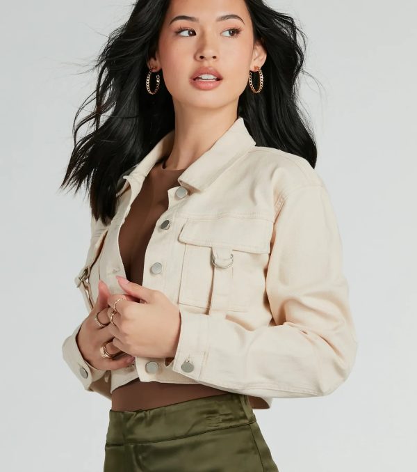 Trendy Nature Cargo Woven Crop Jacket - Image 4