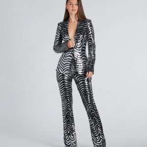 Make An Entrance Sequin Swirl Blazer