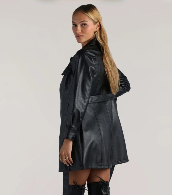 Elevated Affair Faux Leather Trench Coat - Image 2