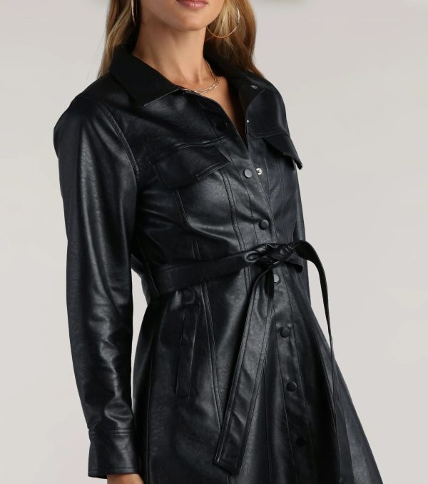 Elevated Affair Faux Leather Trench Coat - Image 3