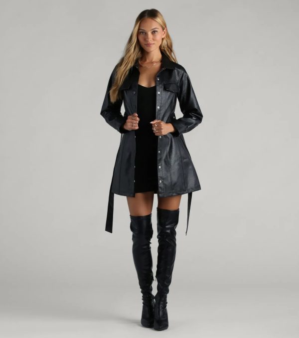 Elevated Affair Faux Leather Trench Coat - Image 4