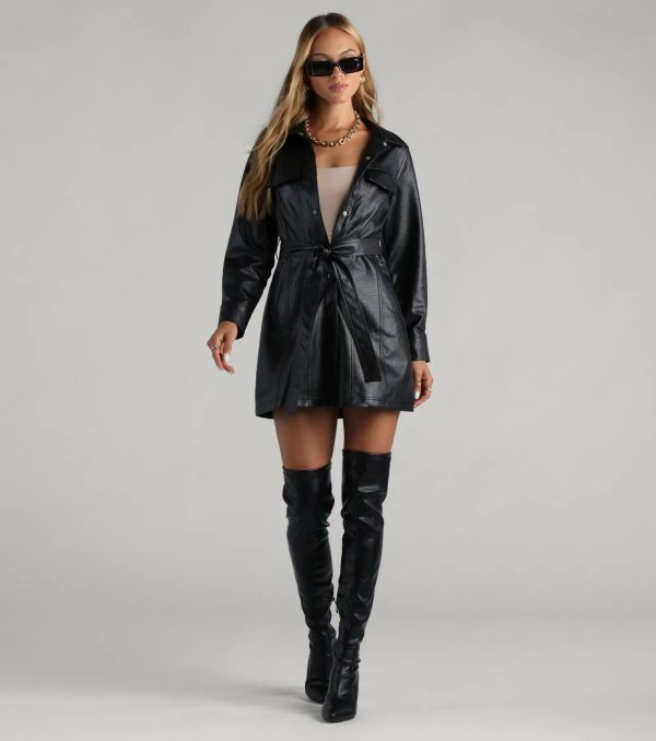 Elevated Affair Faux Leather Trench Coat - Image 5