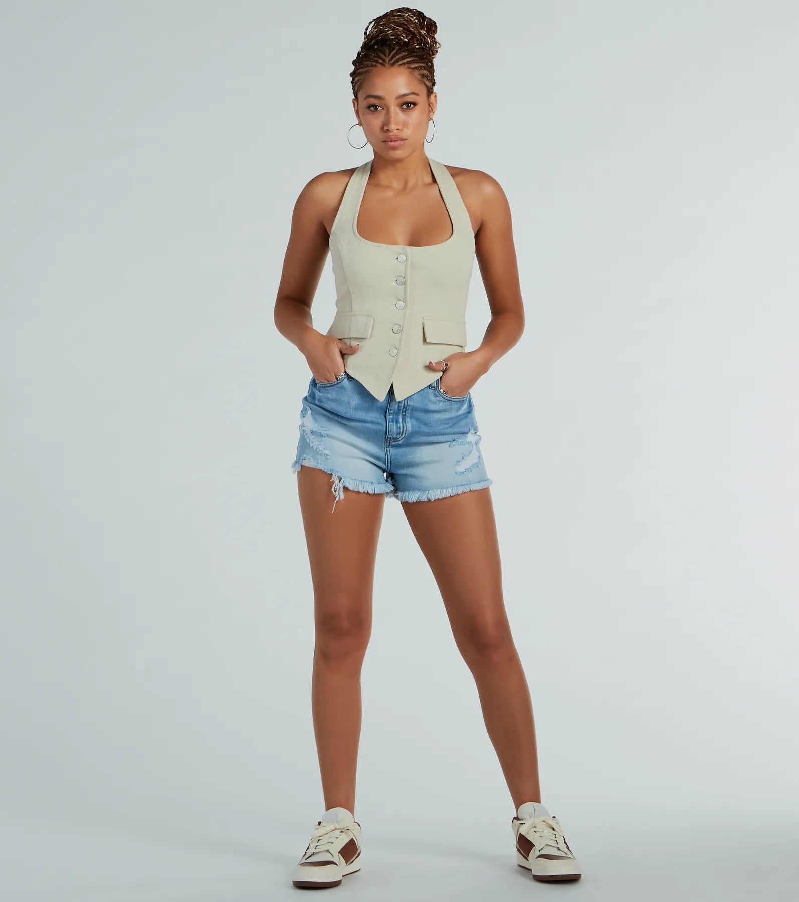 Best In Style Halter Button Up Vest - Image 3