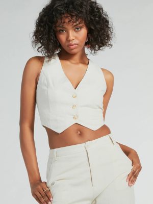 Cutest Babe Button Up Linen Vest