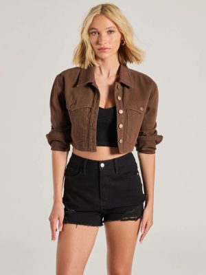 Popular Cutie Long Sleeve Crop Denim Shacket