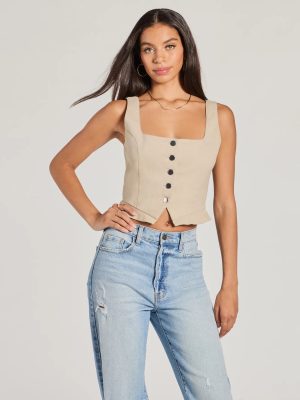 Effortless Style Lace-Up Crop Button Vest