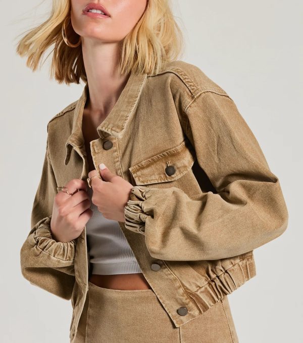 Cool Girl Trends Crop Bomber Denim Jacket - Image 4