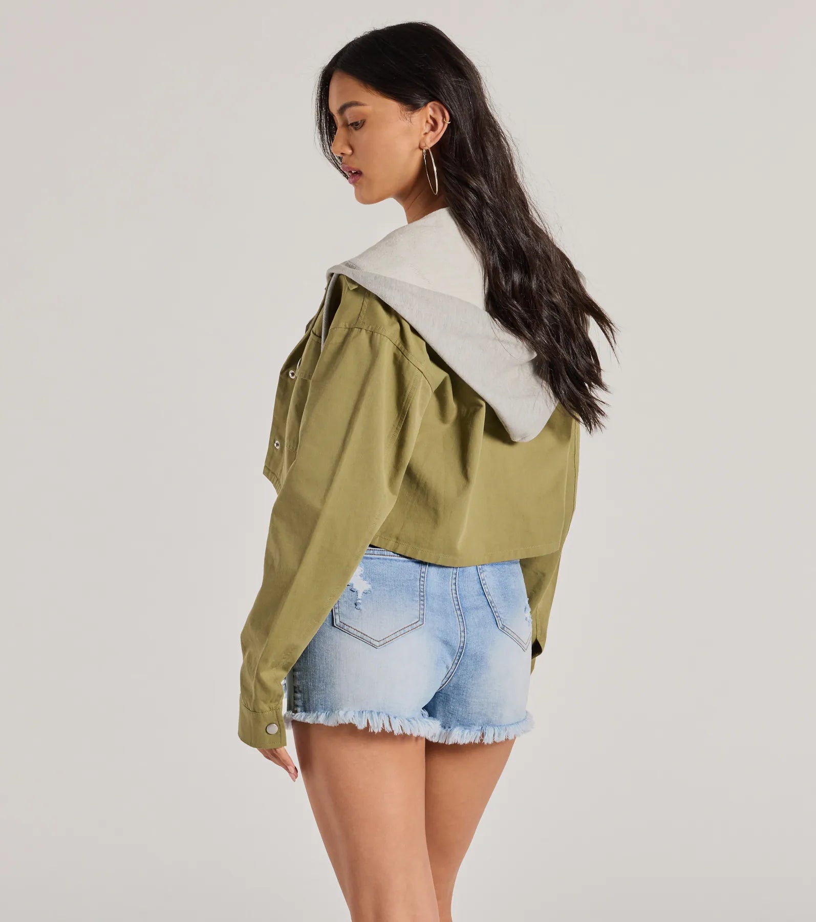 Cozy And Cool Twill Layered Hoodie Jacket - Image 2